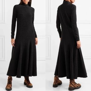 NEW Ganni Baxter glittered stretch jersey maxi dress in black nylon Size 34